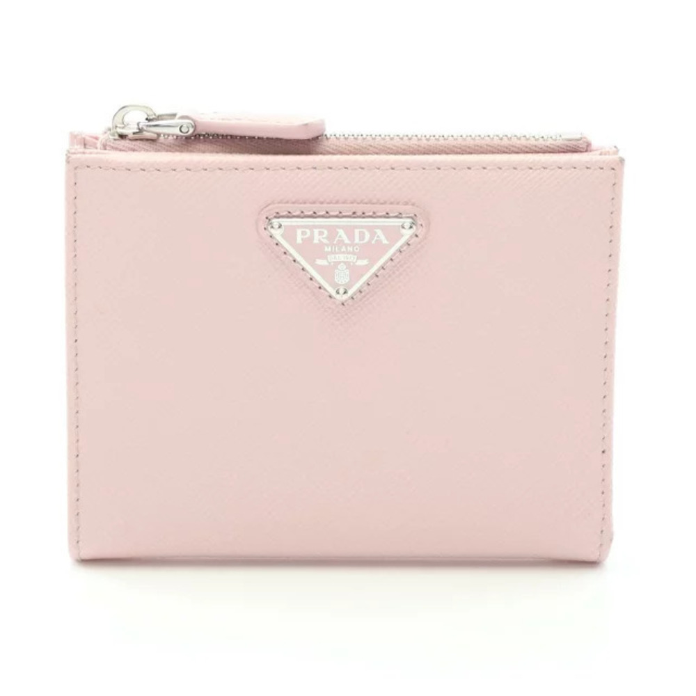 Prada SAFFIANO TRIANG Bi fold Wallet Leather Pink